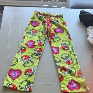 Kids' Lime Grinch Heart Fleece Pajama Pants